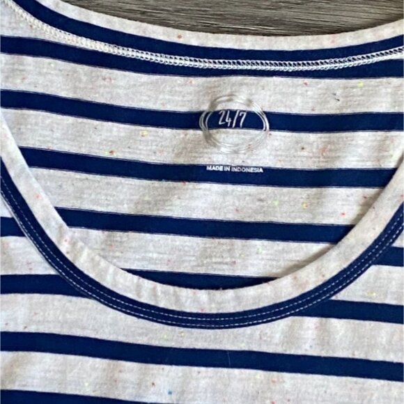 Maurices 24/7 Light Weight Striped Tank Top W/ Color Speckles-White-Large-GUC - Picture 3 of 5